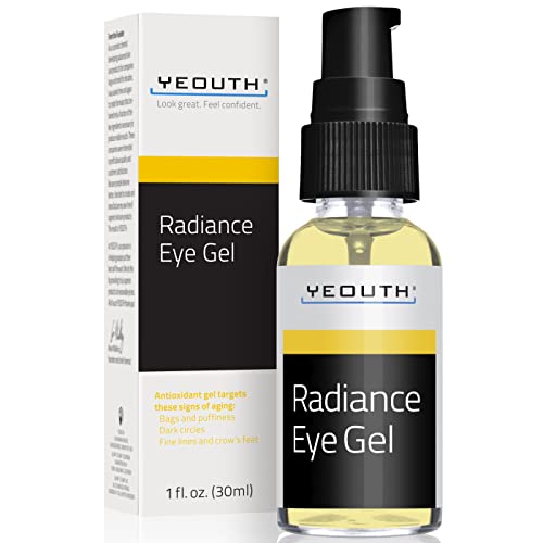 YEOUTH Eye Gel with Hyaluronic Acid, Under Eye Gel for Puffiness, Wrinkles, Dark Circles & Under Eye Bags, Anti Aging Hydrating Eye Care, Radiance Eye Gel Cream 1oz